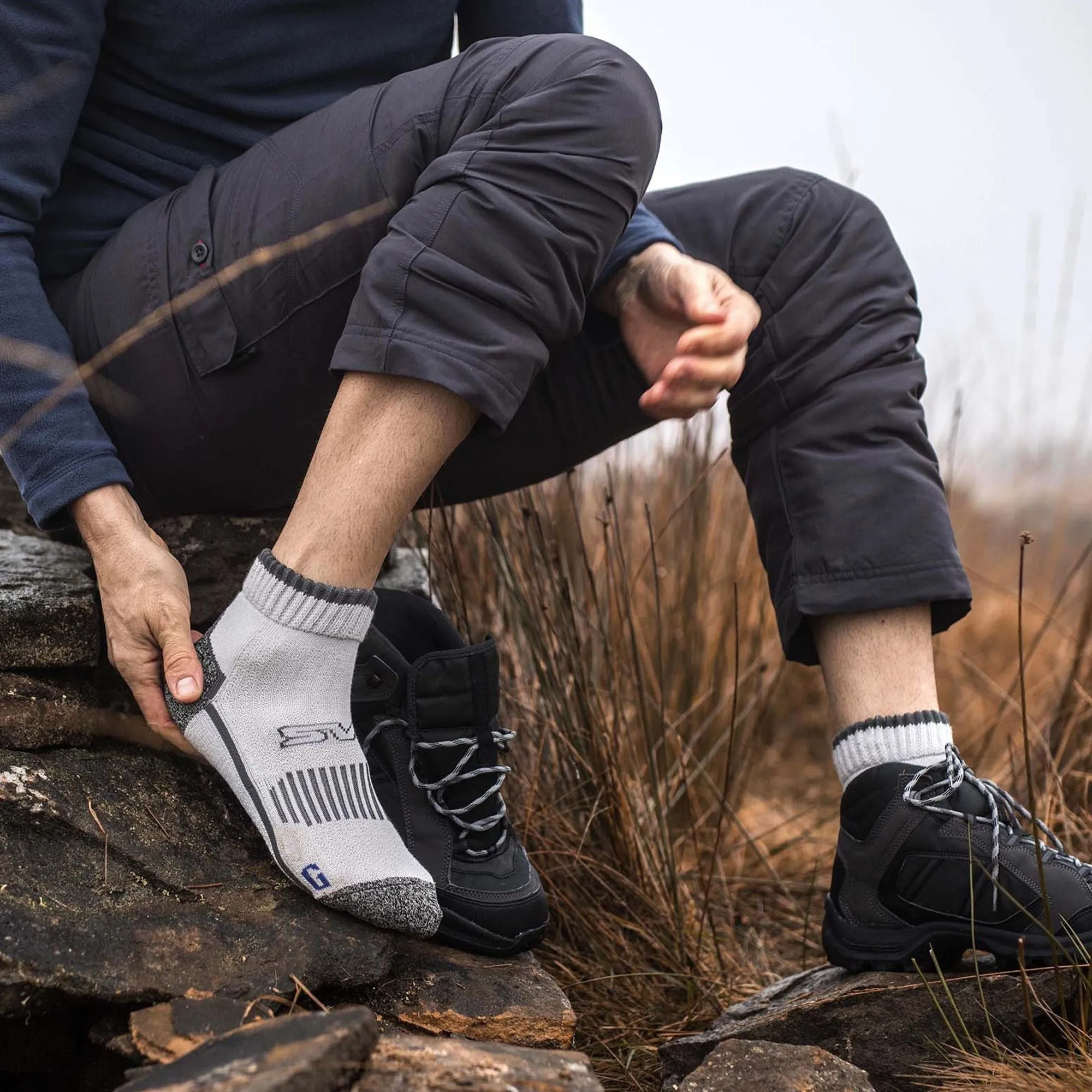 1 Pack Mens Cotton Reinforced Ankle Hiking Walking Trekking Socks