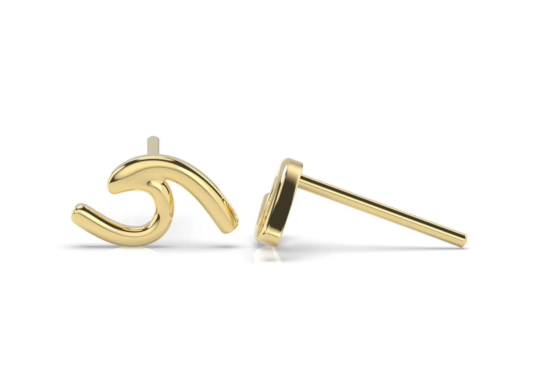 14K Single Wave Earring