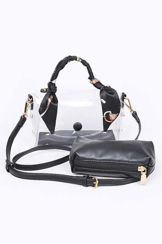 2 In 1 Transparent Scarf Wrap Handle Stadium Bag