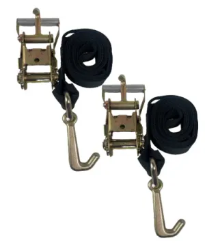 2" x 10' Diamond Weave Strap with Mini J Hooks and Finger Hook Ratchet (2 Pack)