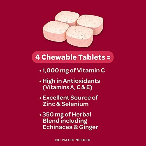 Airborne Berry tabletas masticables, 116 unidades – 1000 mg de vitamina C – Suplemento de apoyo inmunológico (paquete de 2)