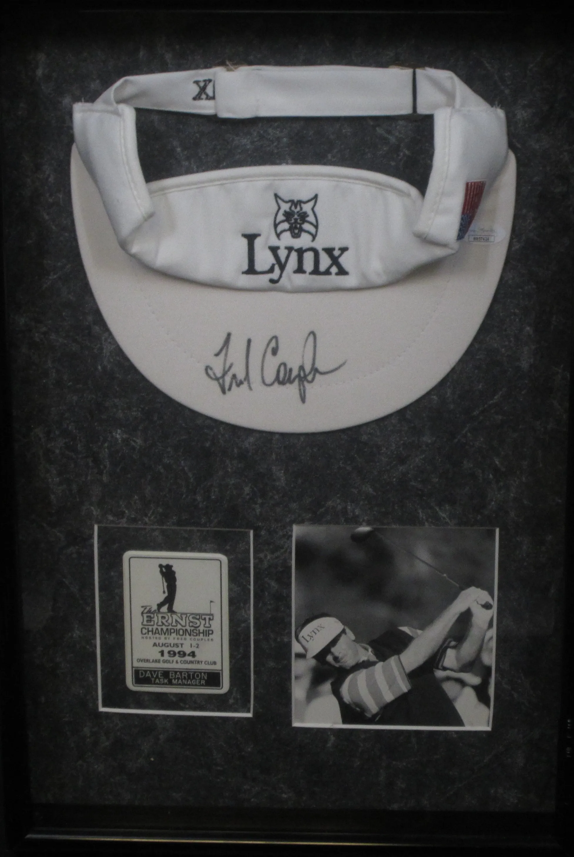 American Golfer Fred Couples Signed Golf Visor Framed & Matted with JSA COA