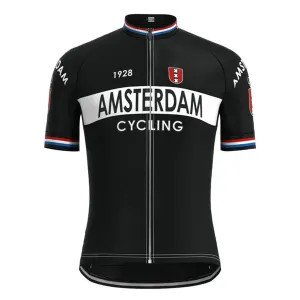 Amsterdam Black Vintage Short Sleeve Cycling Jersey Top