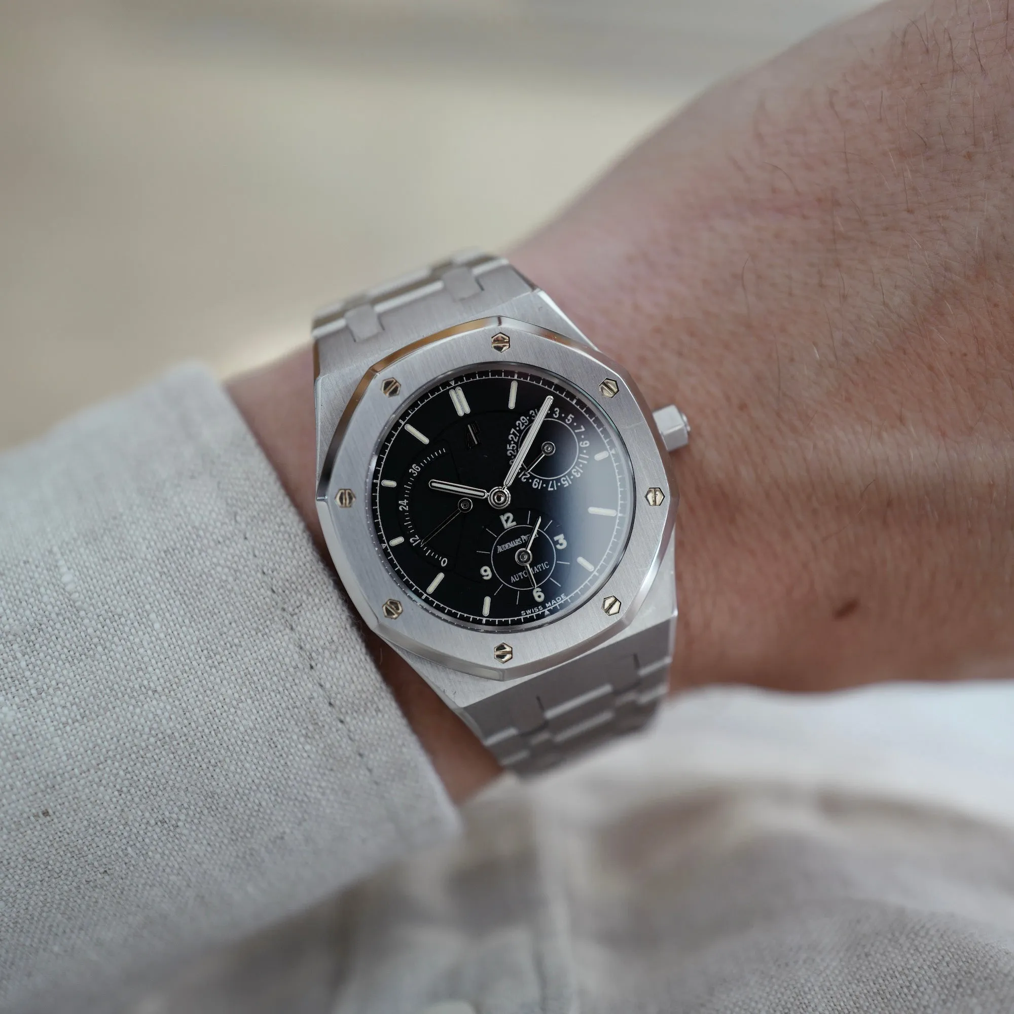 Audemars Piguet Steel Dual Time Royal Oak Watch Ref 25730