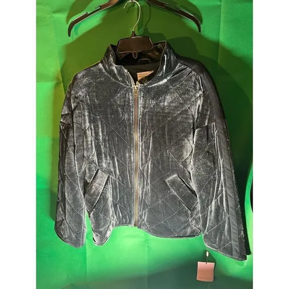 Avec Les Fils Box Quilt Charcoal Navy Oversize Jacket