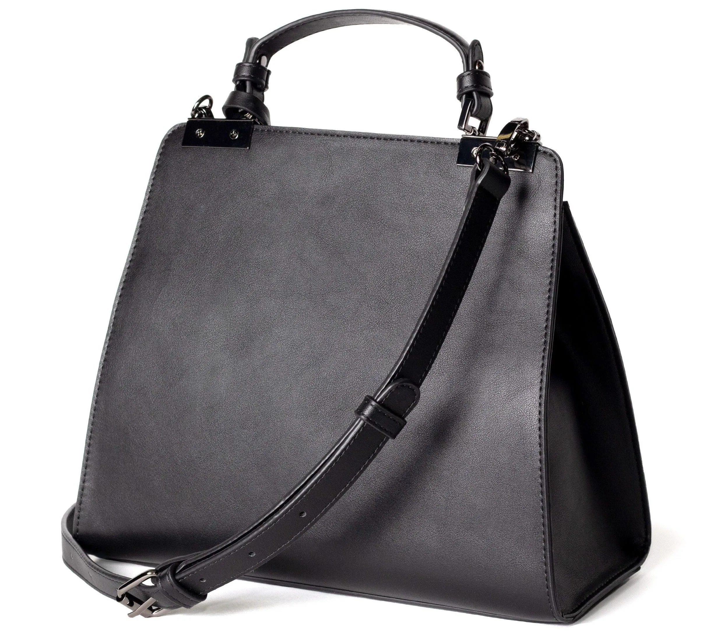 Baroque top handle black goat purse