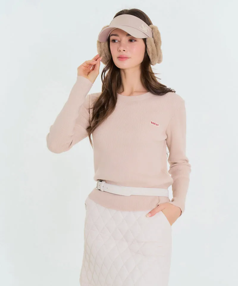 BENECIA 12 Round Neck Ribbed Knit - Oatmeal