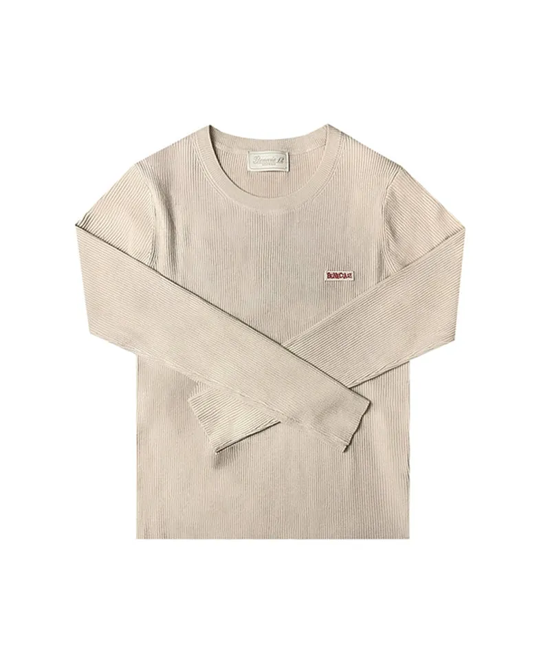 BENECIA 12 Round Neck Ribbed Knit - Oatmeal