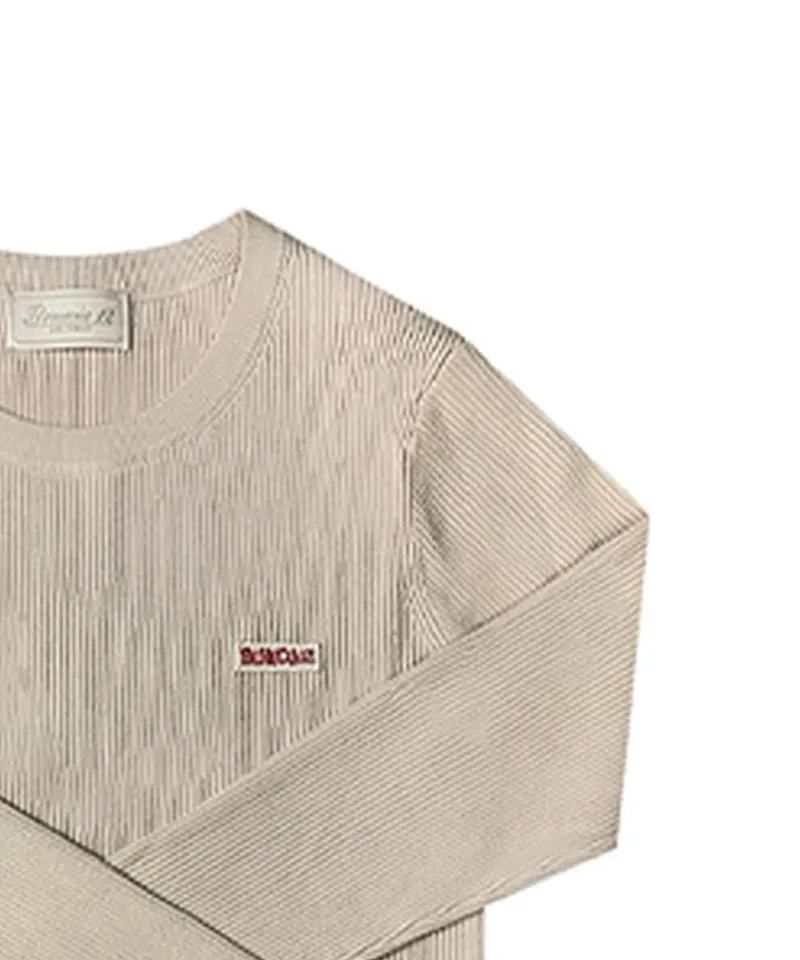 BENECIA 12 Round Neck Ribbed Knit - Oatmeal