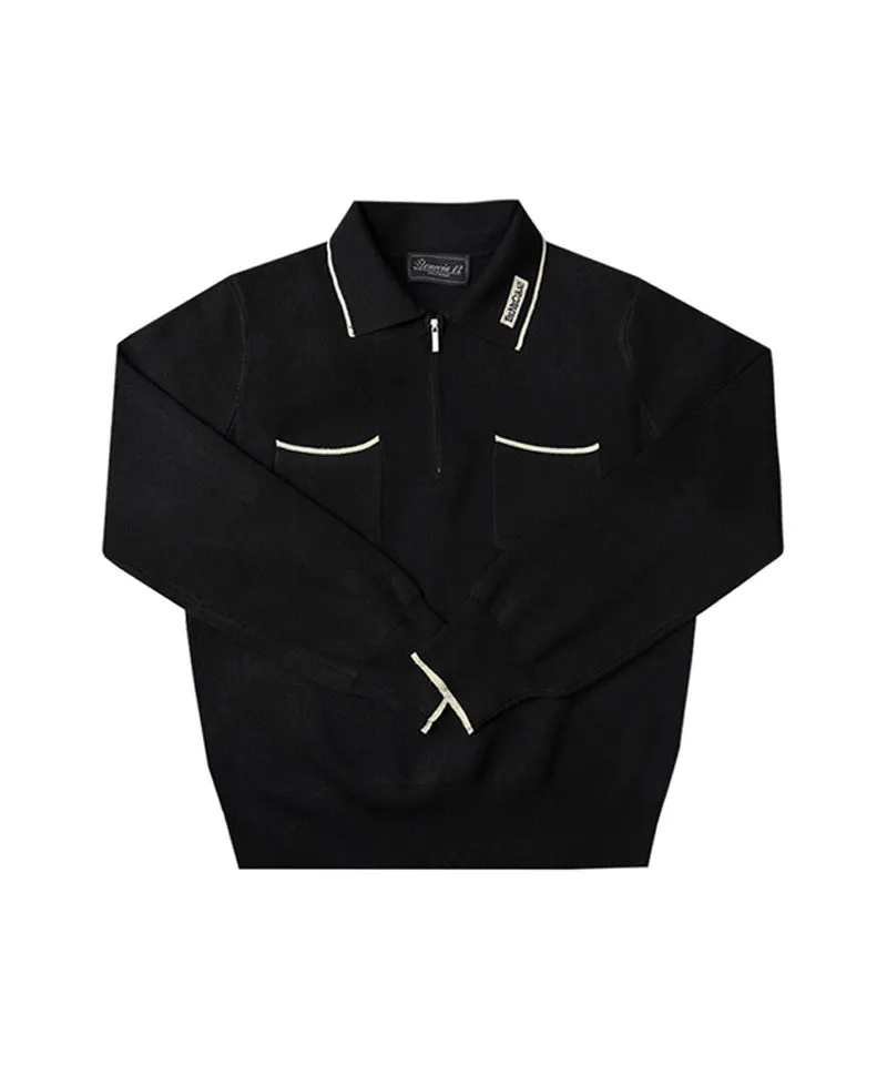 BENECIA 12 Two-Pocket Knit Anorak - Black