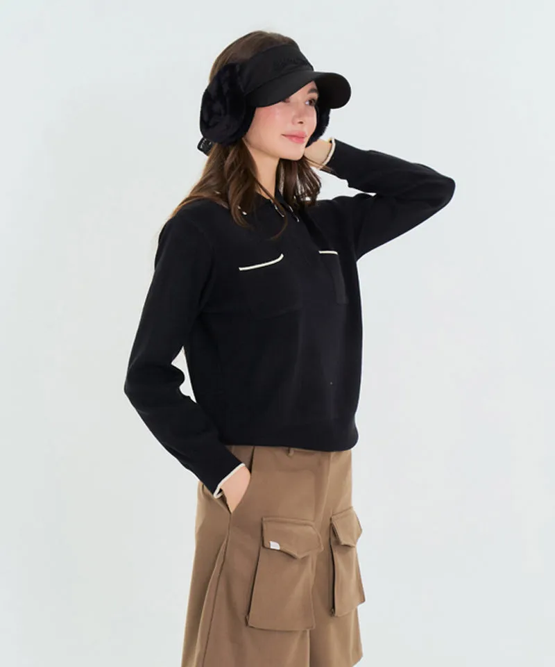 BENECIA 12 Two-Pocket Knit Anorak - Black