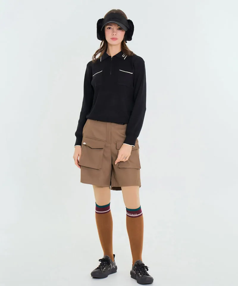 BENECIA 12 Two-Pocket Knit Anorak - Black