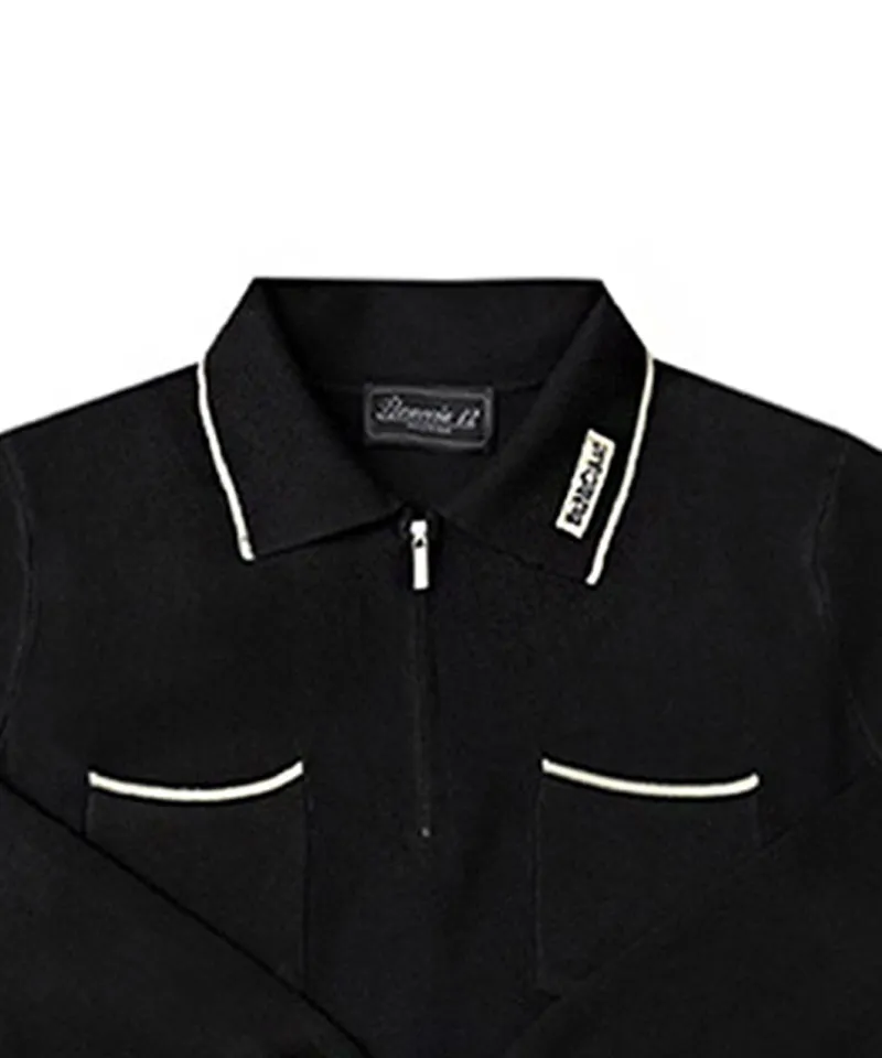 BENECIA 12 Two-Pocket Knit Anorak - Black
