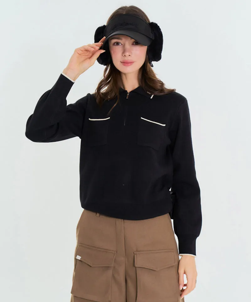 BENECIA 12 Two-Pocket Knit Anorak - Black