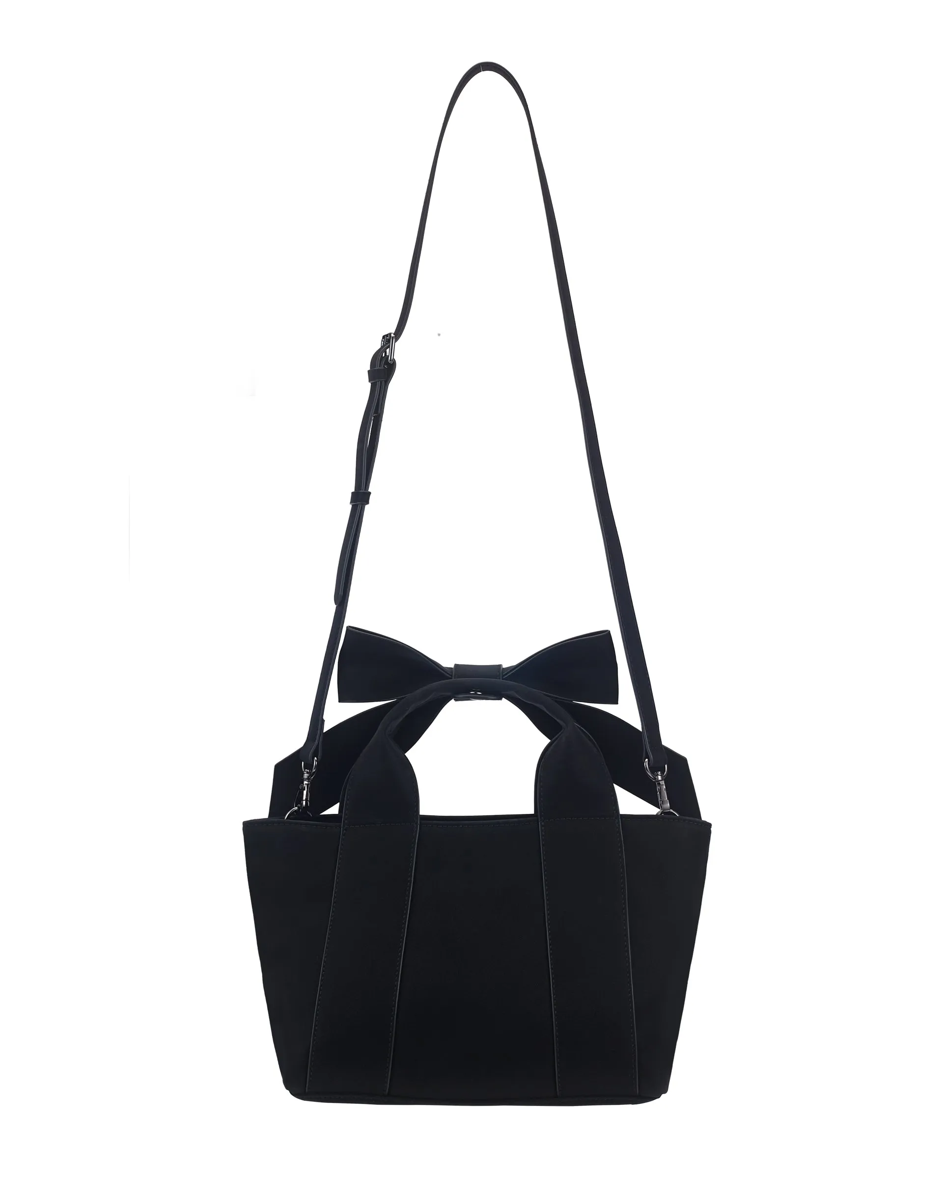 Big ribbon handle tote bag - Black