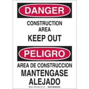 Bilingual DANGER Construction Area Keep Out Sign/ Buy Online