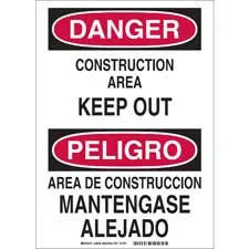 Bilingual DANGER Construction Area Keep Out Sign/ Buy Online