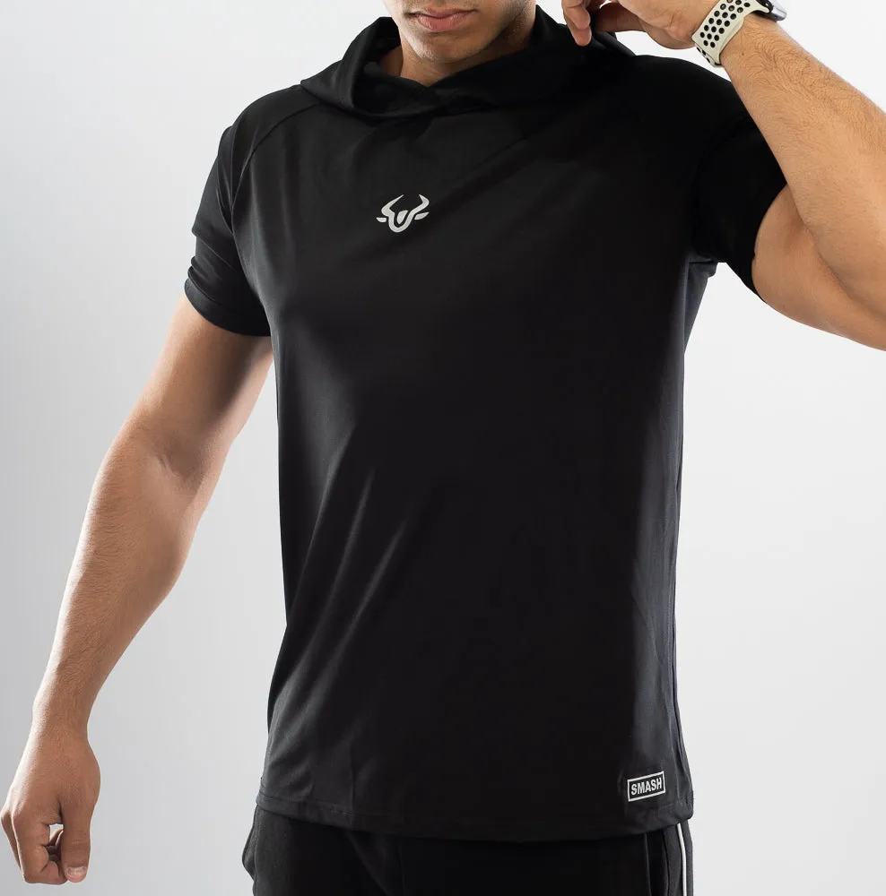 Black short sleeve hoodie tee