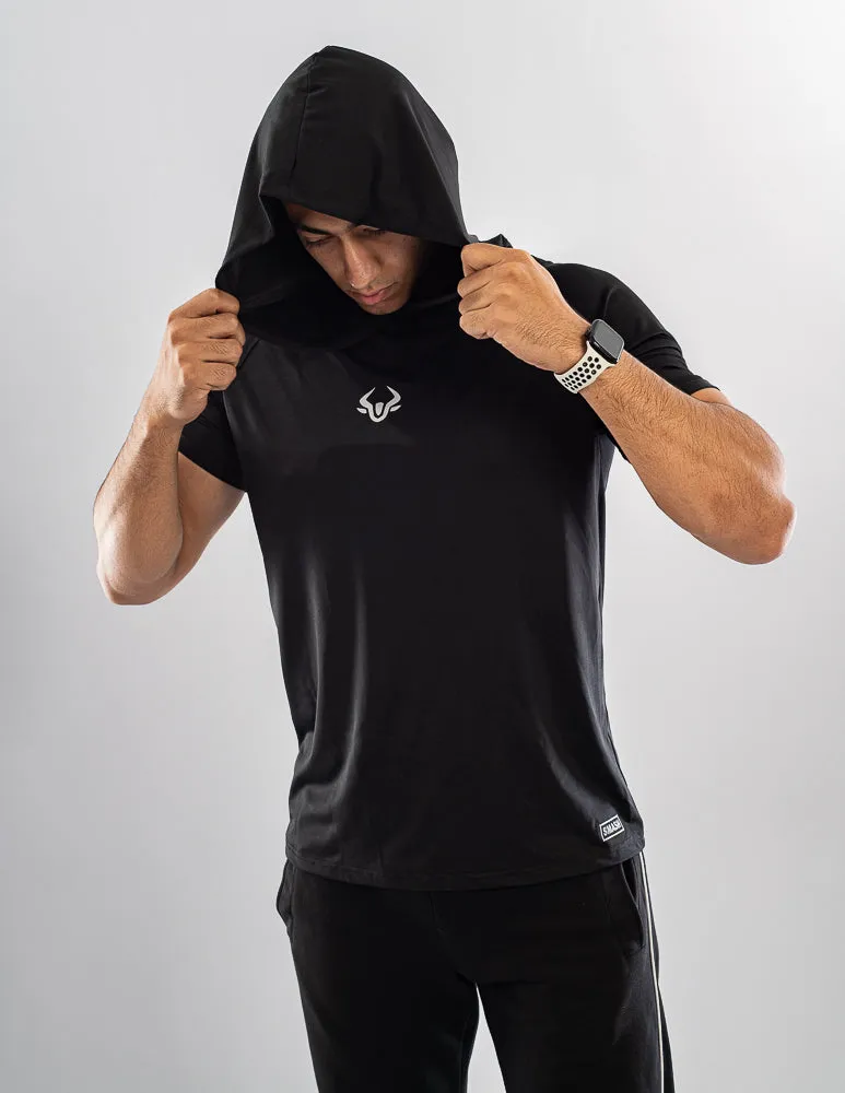 Black short sleeve hoodie tee
