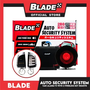 Blade Car Alarm 73 Auto Security Keyless Entry System with 2 Remote Controls & Siren Sensor- 12V Universal Remote Auto Door Lock/Unlock