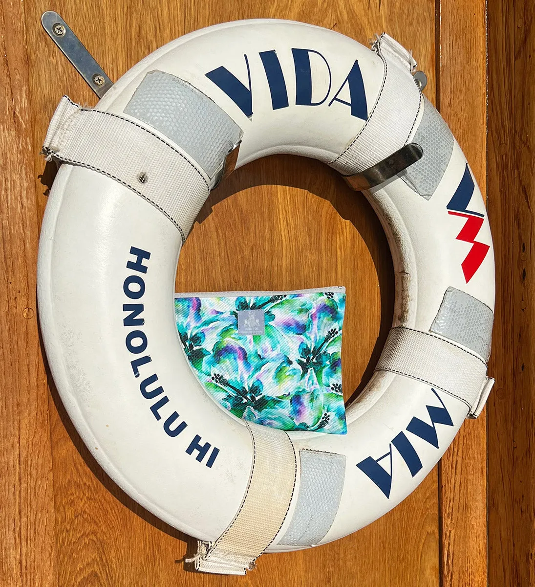 Blue and Green Hibiscus Pouch
