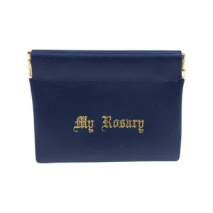 Blue Vinyl Leatherette Rosary Pouch (Squeeze open and Snaps Closed)