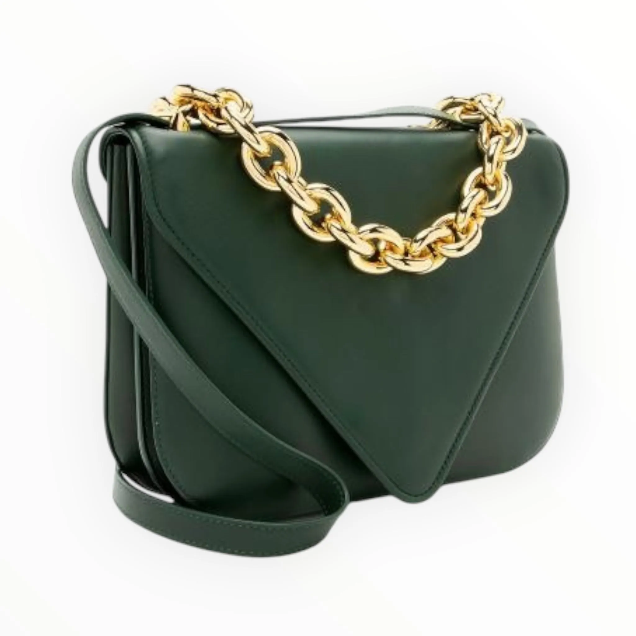 Bottega Veneta Mount Envelope Shoulder Bag - Forest Green - Size W27cm x  H20cm x D4cm