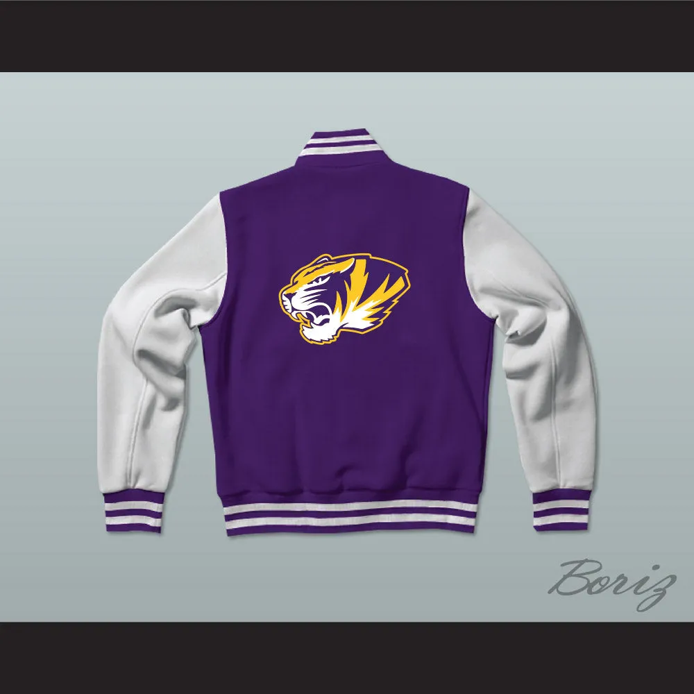 Boynton Beach Community High School Tigers Purple/White Varsity Letterman Jacket-Style Sweatshirt
