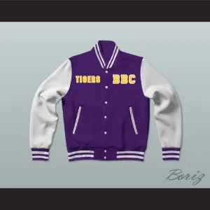 Boynton Beach Community High School Tigers Purple/White Varsity Letterman Jacket-Style Sweatshirt