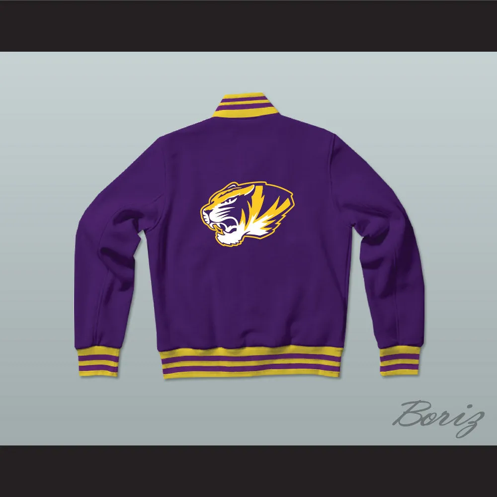 Boynton Beach Community High School Tigers Purple/Yellow Varsity Letterman Jacket-Style Sweatshirt