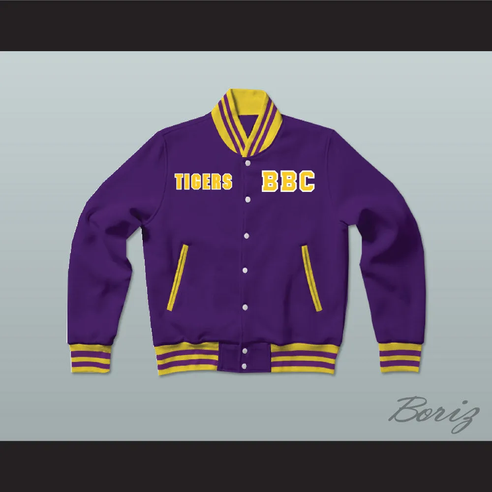 Boynton Beach Community High School Tigers Purple/Yellow Varsity Letterman Jacket-Style Sweatshirt