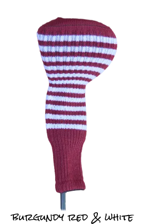 Burgundy Red and White Club Sock Golf Headcover