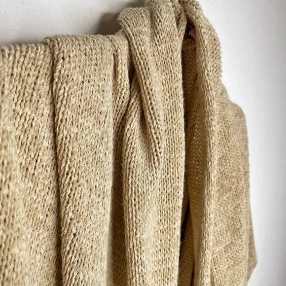 Calypso St. Barth Camel Knit Long Open Waterfall Cardigan Duster Sweater Vest Sm