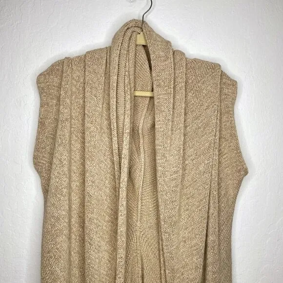 Calypso St. Barth Camel Knit Long Open Waterfall Cardigan Duster Sweater Vest Sm