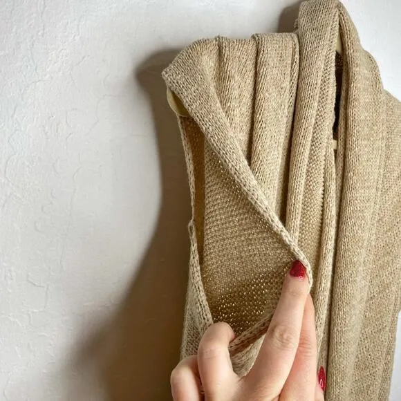 Calypso St. Barth Camel Knit Long Open Waterfall Cardigan Duster Sweater Vest Sm