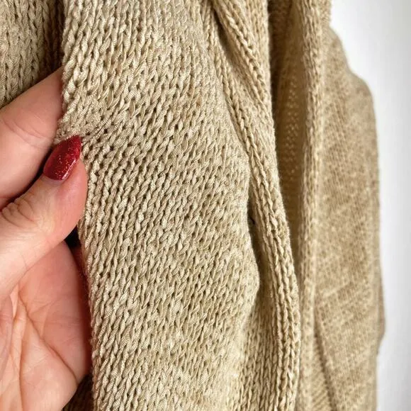 Calypso St. Barth Camel Knit Long Open Waterfall Cardigan Duster Sweater Vest Sm