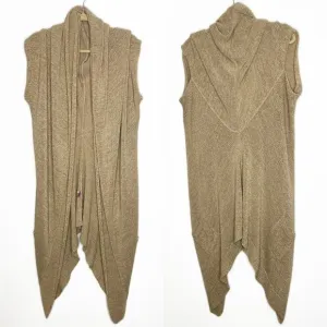 Calypso St. Barth Camel Knit Long Open Waterfall Cardigan Duster Sweater Vest Sm