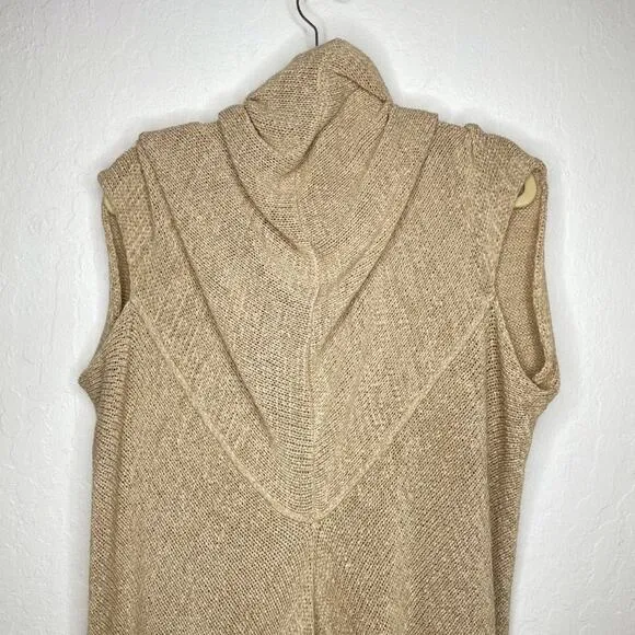 Calypso St. Barth Camel Knit Long Open Waterfall Cardigan Duster Sweater Vest Sm