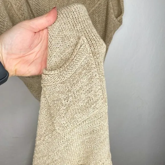 Calypso St. Barth Camel Knit Long Open Waterfall Cardigan Duster Sweater Vest Sm