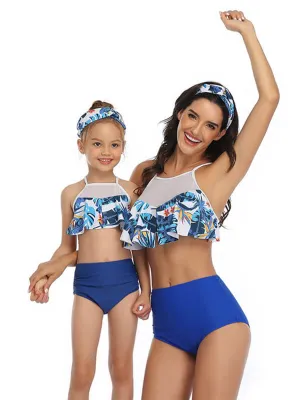 Cami Top & High Waist Mommy And Me Matching Bikinis