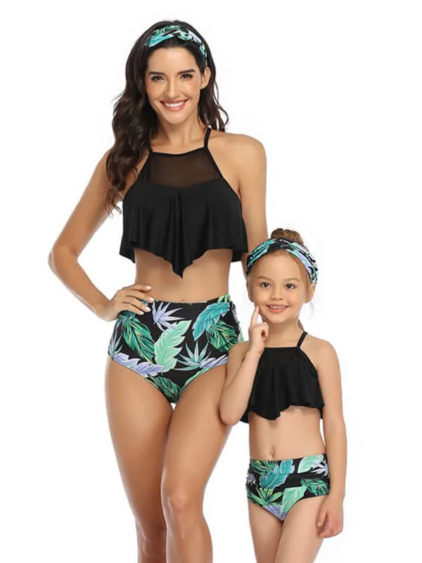 Cami Top & High Waist Mommy And Me Matching Bikinis