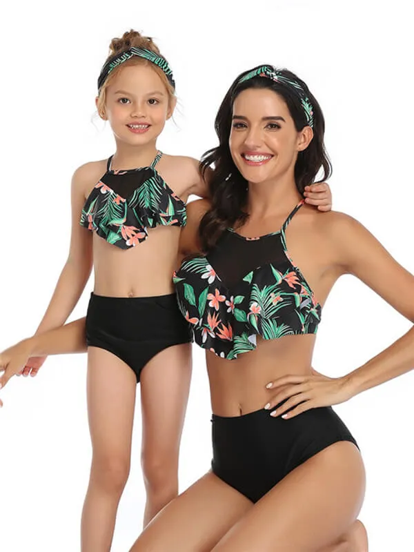 Cami Top & High Waist Mommy And Me Matching Bikinis