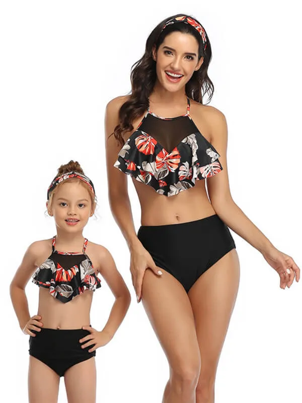 Cami Top & High Waist Mommy And Me Matching Bikinis