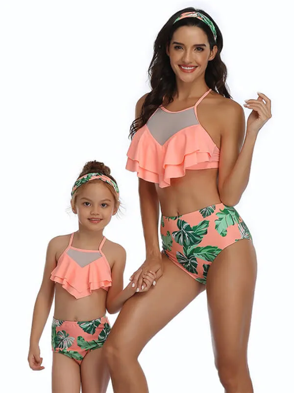 Cami Top & High Waist Mommy And Me Matching Bikinis