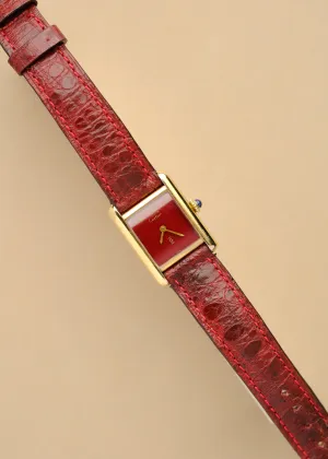 Cartier Must De Red Enamel Dial w/Pouch - 1970's