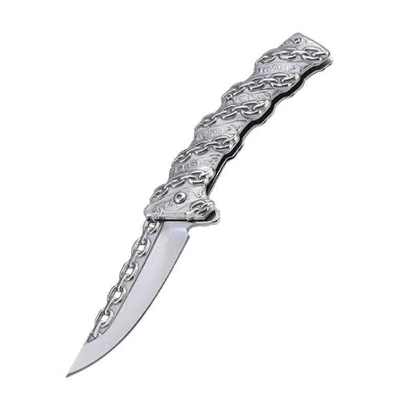 Chain Multifunctional Relief Stainless Steel Survival Outdoor Folding Knife
