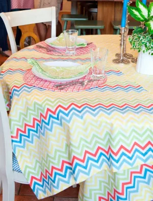 chevron butter yellow printed 60" square tablecloths - topper