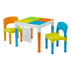 Children's Multipurpose Activity Table & 2 Chairs Set | Lego Board | Storage Bag