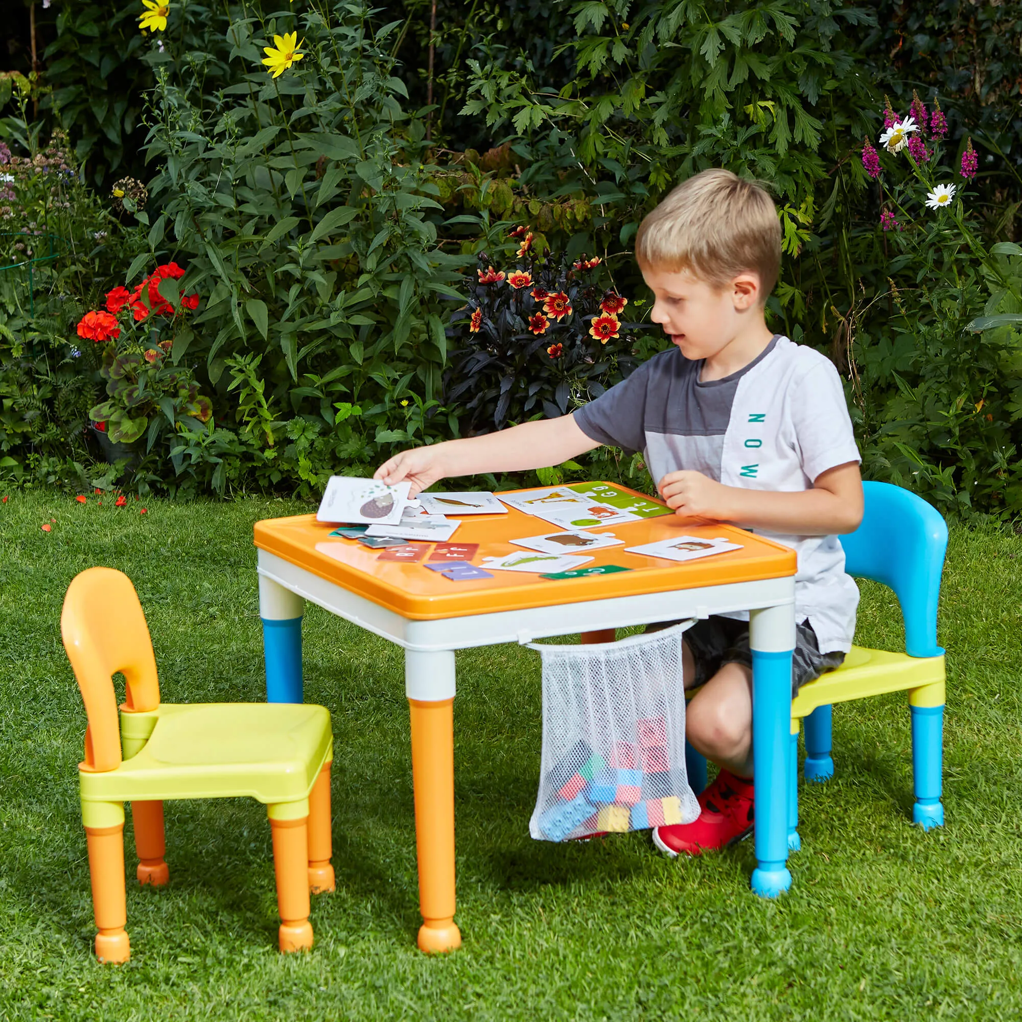 Children's Multipurpose Activity Table & 2 Chairs Set | Lego Board | Storage Bag