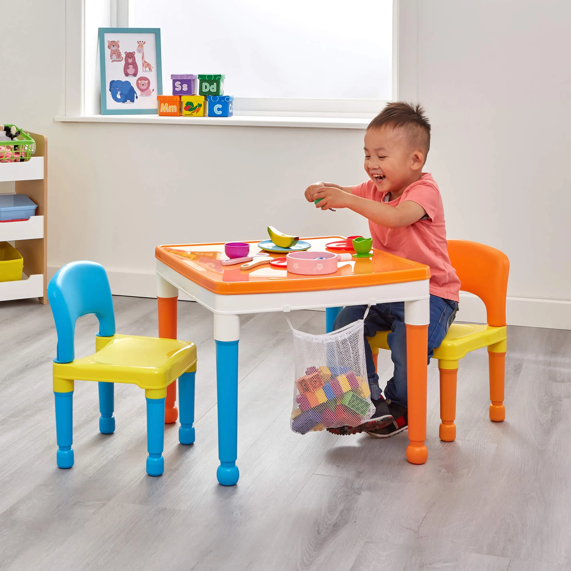 Children's Multipurpose Activity Table & 2 Chairs Set | Lego Board | Storage Bag